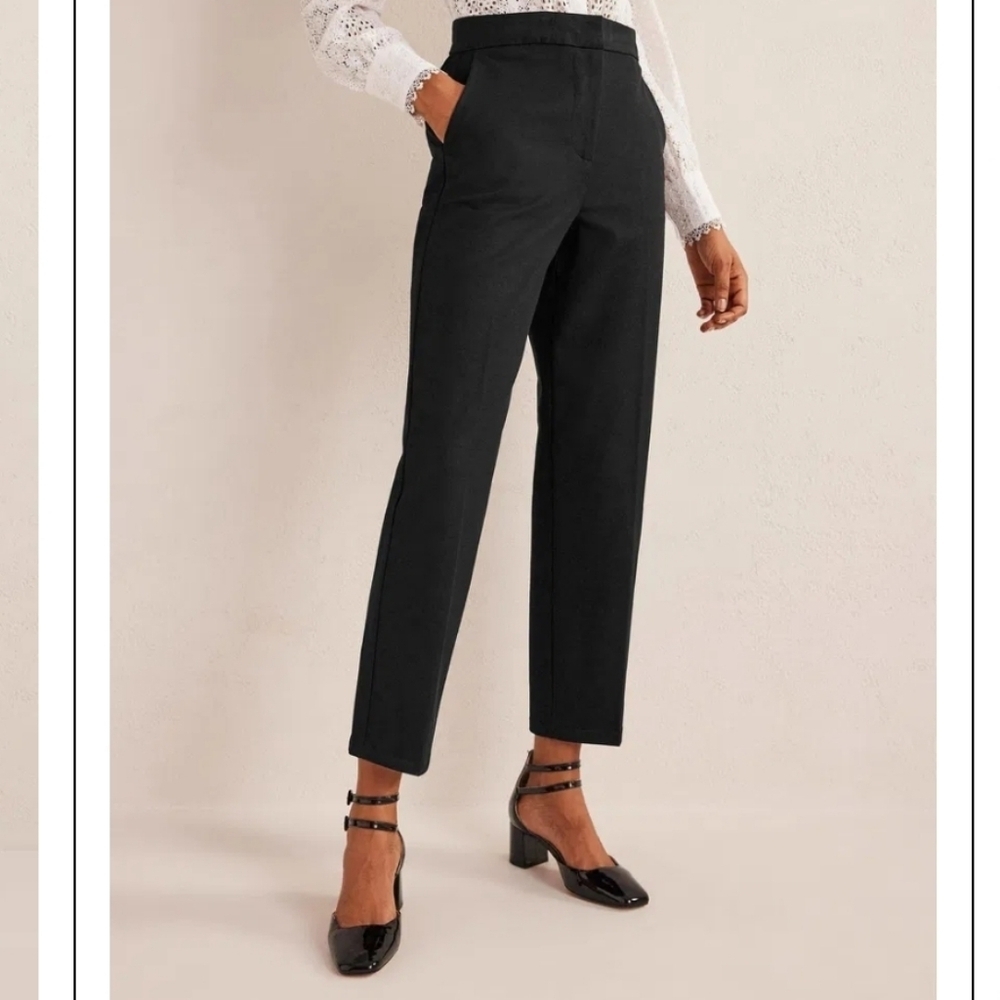 Boden Women's Bi-Stretch Tapered Leg Black Trousers Size 2 Petite